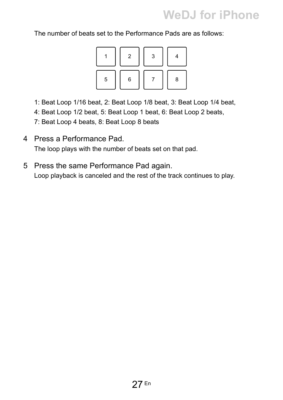 Wedj for iphone | Pioneer Dj DDJ-200 SmDJ Controller for WeDJ and rekordbox User Manual | Page 27 / 181