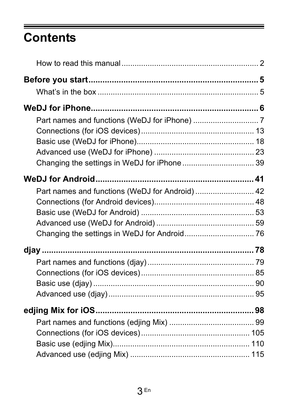 Pioneer Dj DDJ-200 SmDJ Controller for WeDJ and rekordbox User Manual | Page 3 / 181