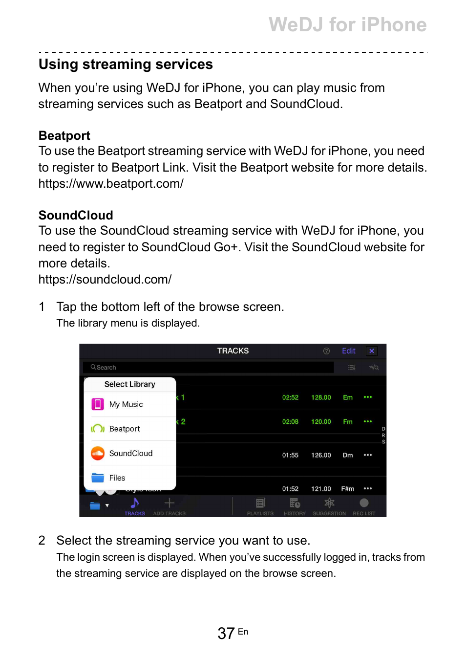 Wedj for iphone | Pioneer Dj DDJ-200 SmDJ Controller for WeDJ and rekordbox User Manual | Page 37 / 181