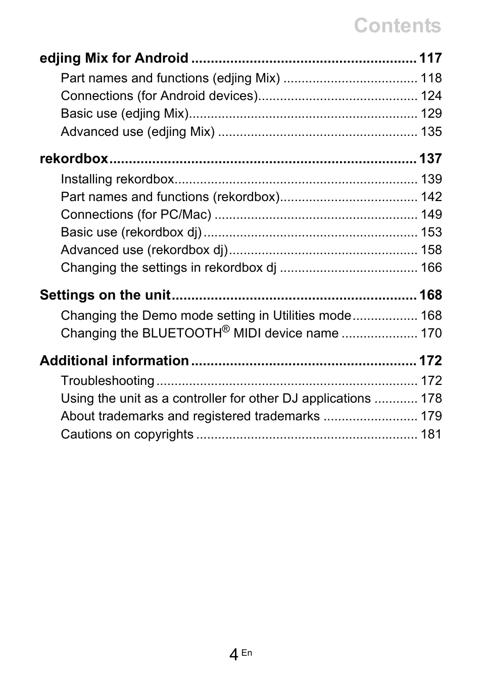 Pioneer Dj DDJ-200 SmDJ Controller for WeDJ and rekordbox User Manual | Page 4 / 181