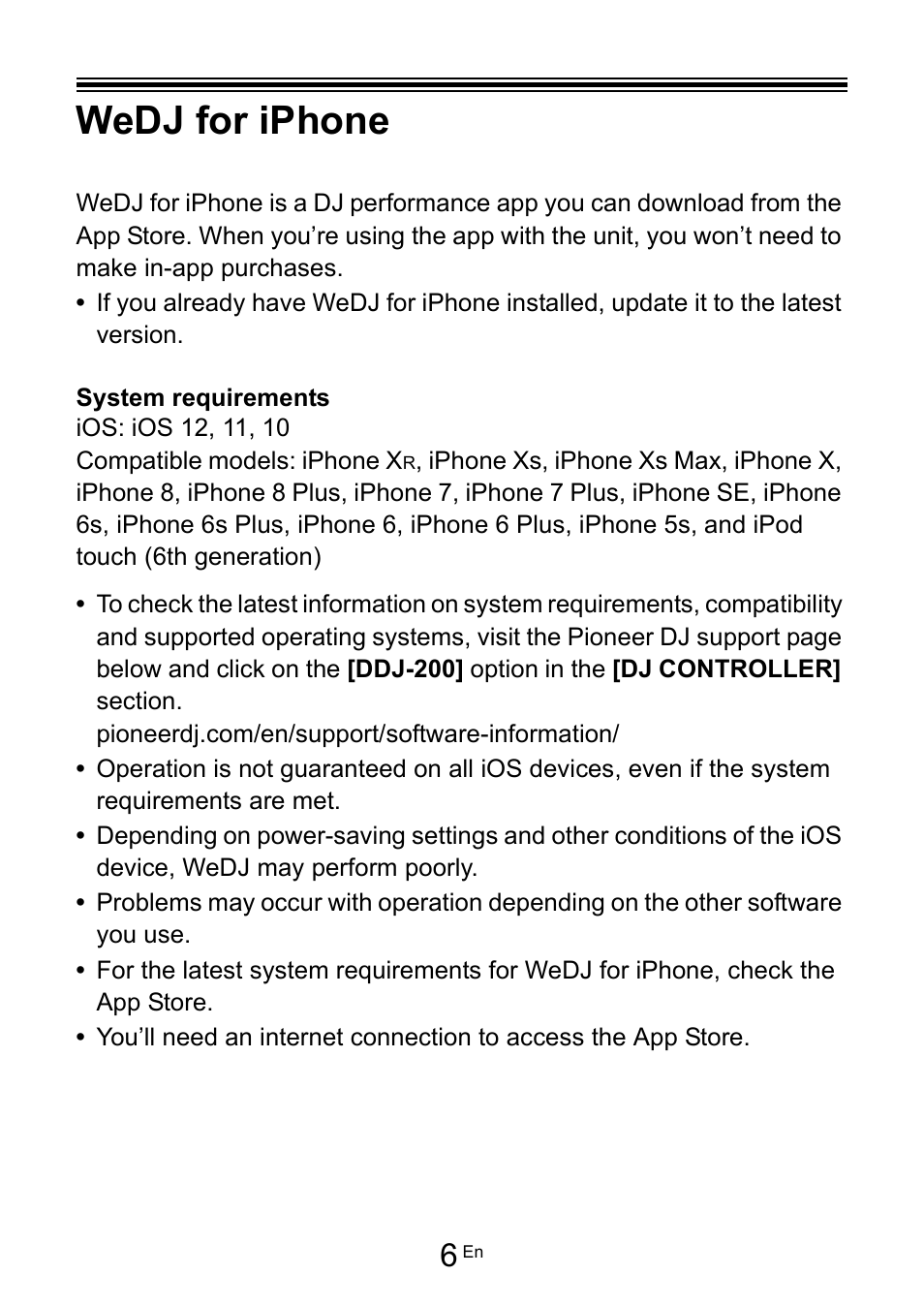 Wedj for iphone | Pioneer Dj DDJ-200 SmDJ Controller for WeDJ and rekordbox User Manual | Page 6 / 181