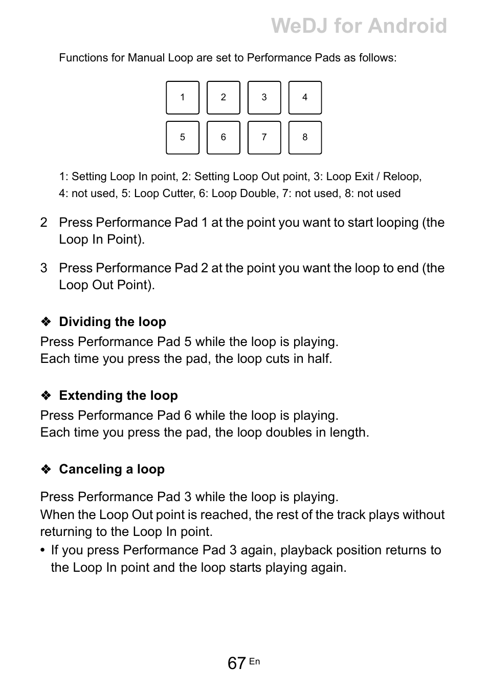 Wedj for android | Pioneer Dj DDJ-200 SmDJ Controller for WeDJ and rekordbox User Manual | Page 67 / 181