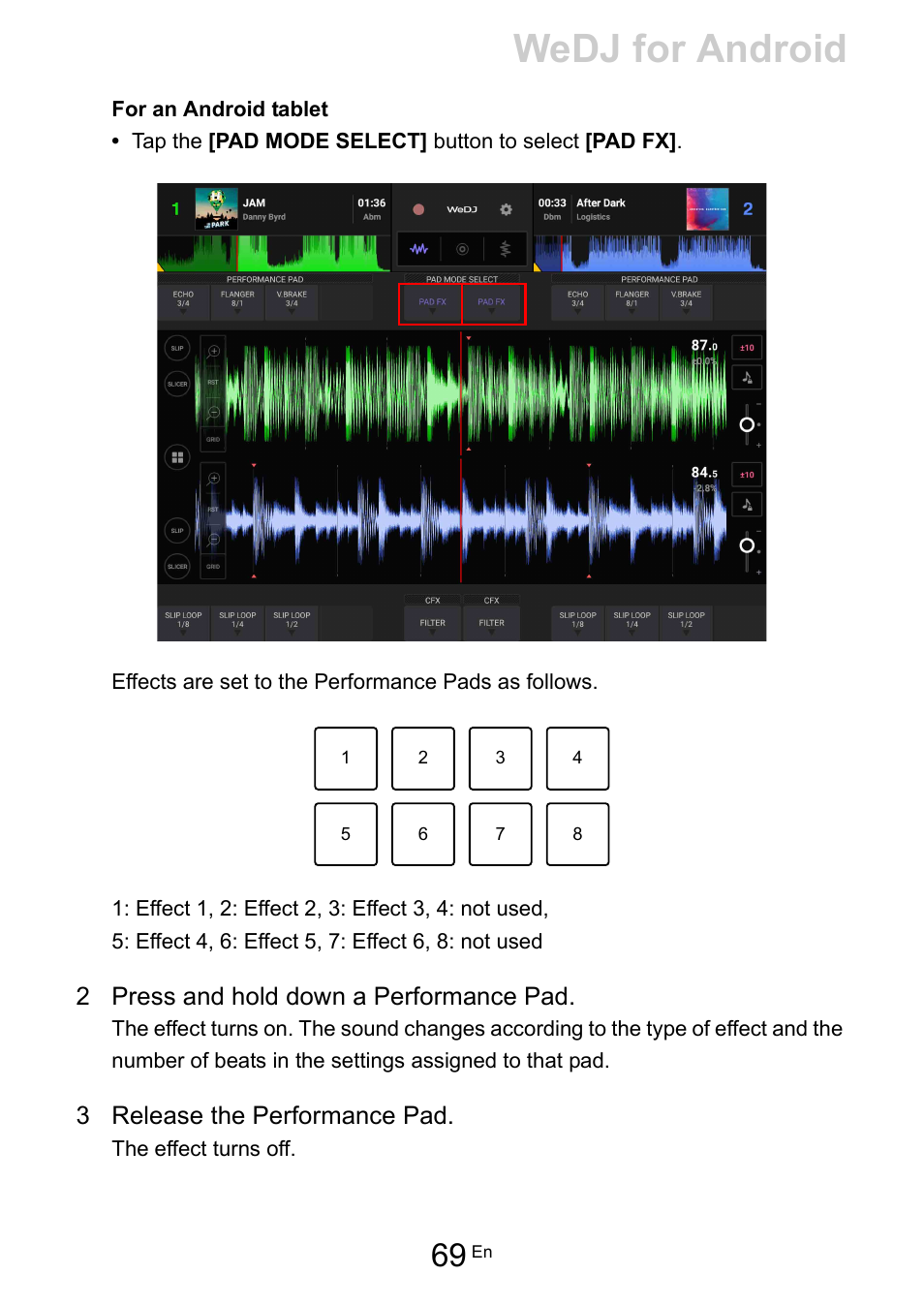 Wedj for android | Pioneer Dj DDJ-200 SmDJ Controller for WeDJ and rekordbox User Manual | Page 69 / 181