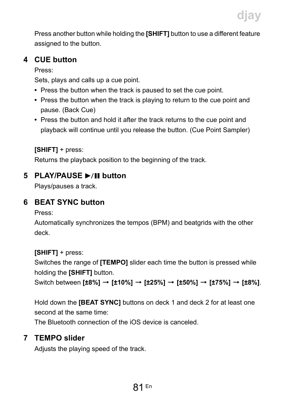 Djay | Pioneer Dj DDJ-200 SmDJ Controller for WeDJ and rekordbox User Manual | Page 81 / 181