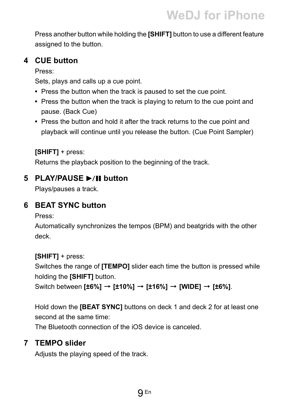 Wedj for iphone | Pioneer Dj DDJ-200 SmDJ Controller for WeDJ and rekordbox User Manual | Page 9 / 181