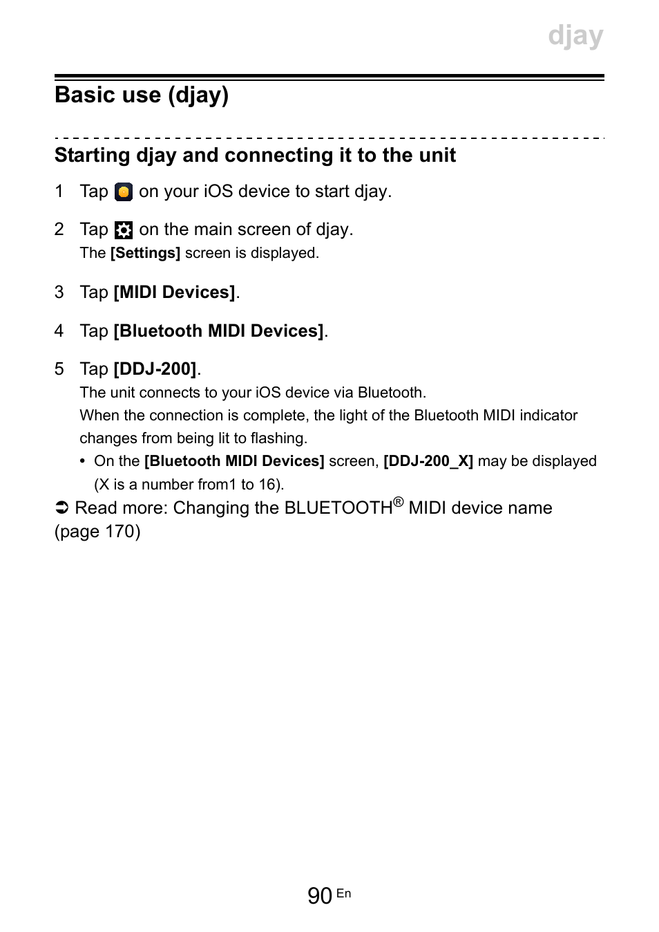 Basic use (djay), Djay, Starting djay and connecting it to the unit | Pioneer Dj DDJ-200 SmDJ Controller for WeDJ and rekordbox User Manual | Page 90 / 181