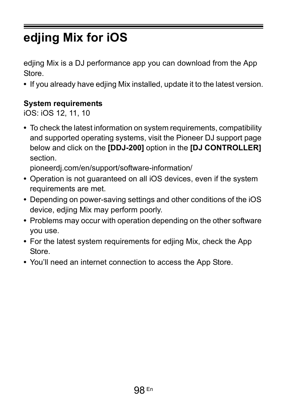 Edjing mix for ios | Pioneer Dj DDJ-200 SmDJ Controller for WeDJ and rekordbox User Manual | Page 98 / 181