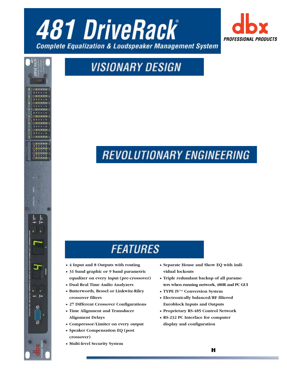 dbx Pro 481 DriveRack User Manual | 2 pages