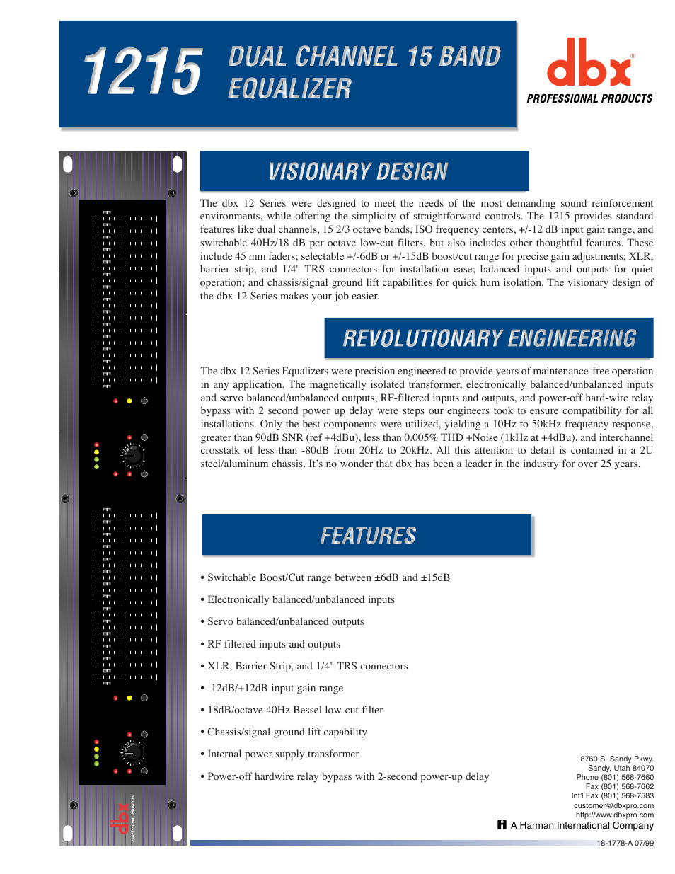 dbx Pro 1215 User Manual | 2 pages