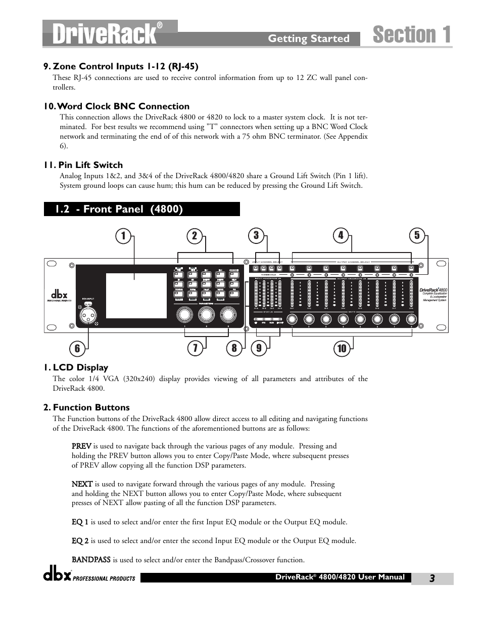 Driverack | dbx Pro 4800 User Manual | Page 13 / 96