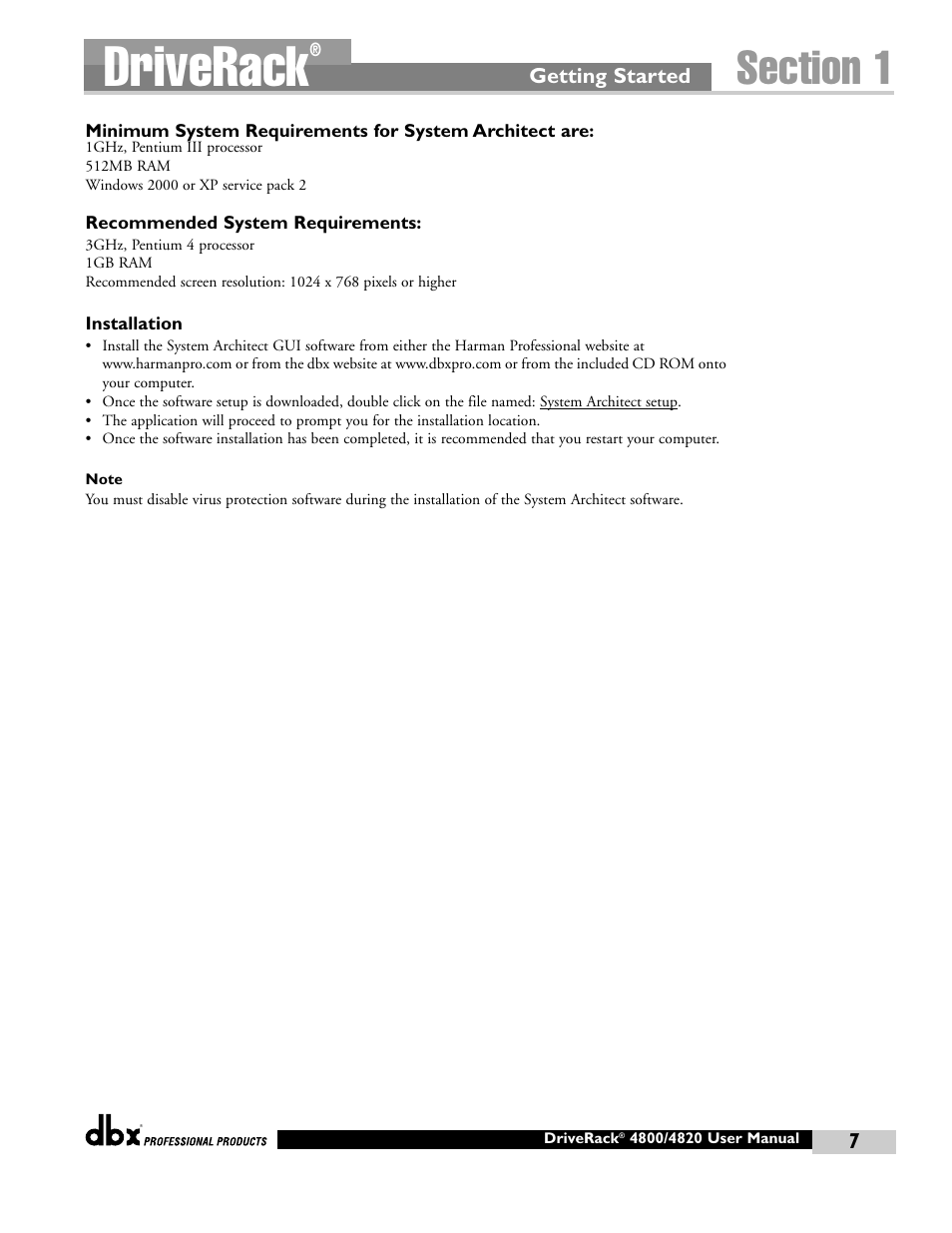Driverack | dbx Pro 4800 User Manual | Page 17 / 96