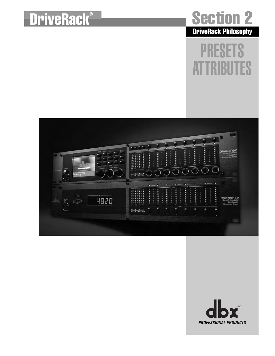 Presets attributes, Driverack | dbx Pro 4800 User Manual | Page 19 / 96