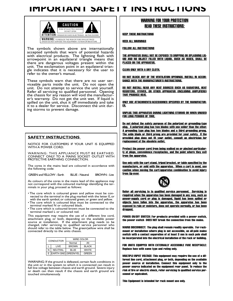 Important safety instructions | dbx Pro 4800 User Manual | Page 2 / 96