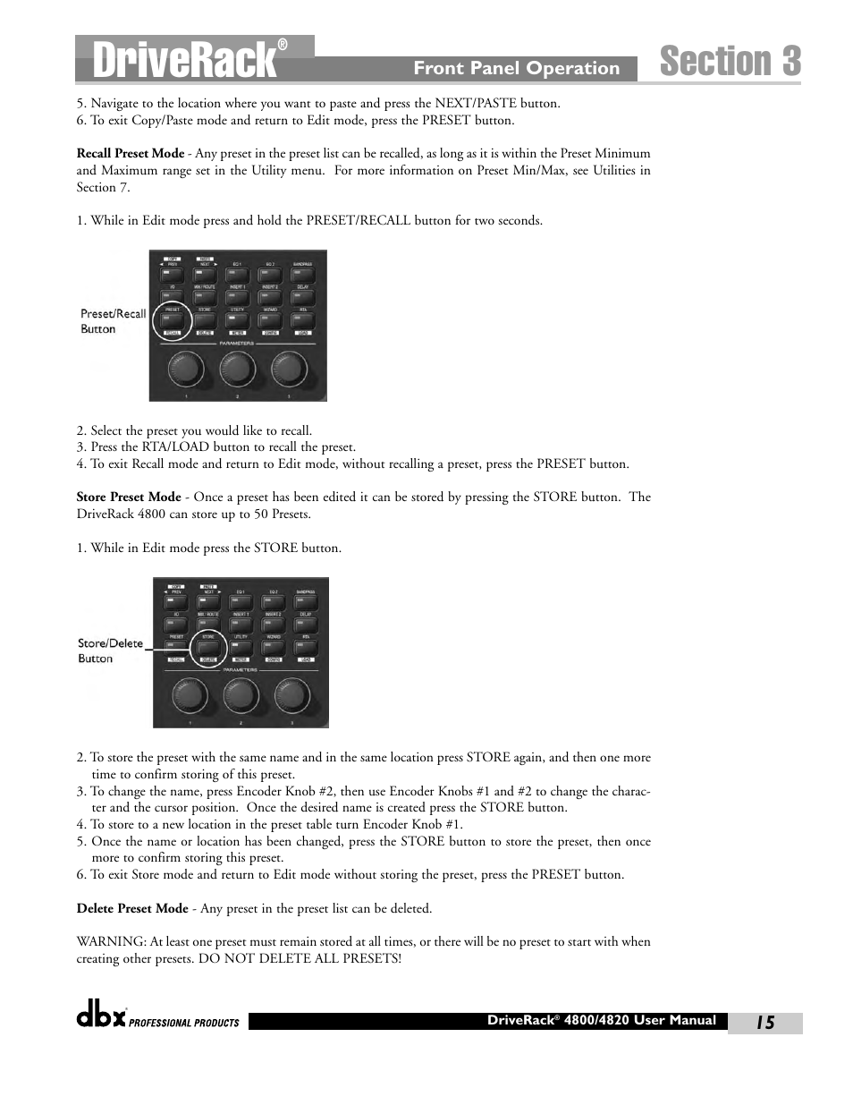 Driverack | dbx Pro 4800 User Manual | Page 25 / 96