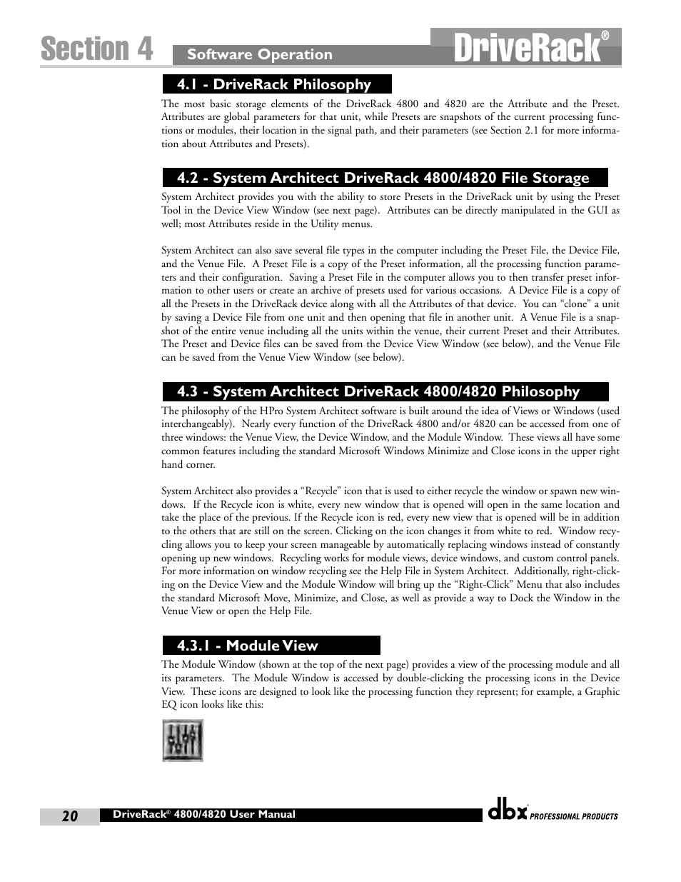 Driverack | dbx Pro 4800 User Manual | Page 30 / 96