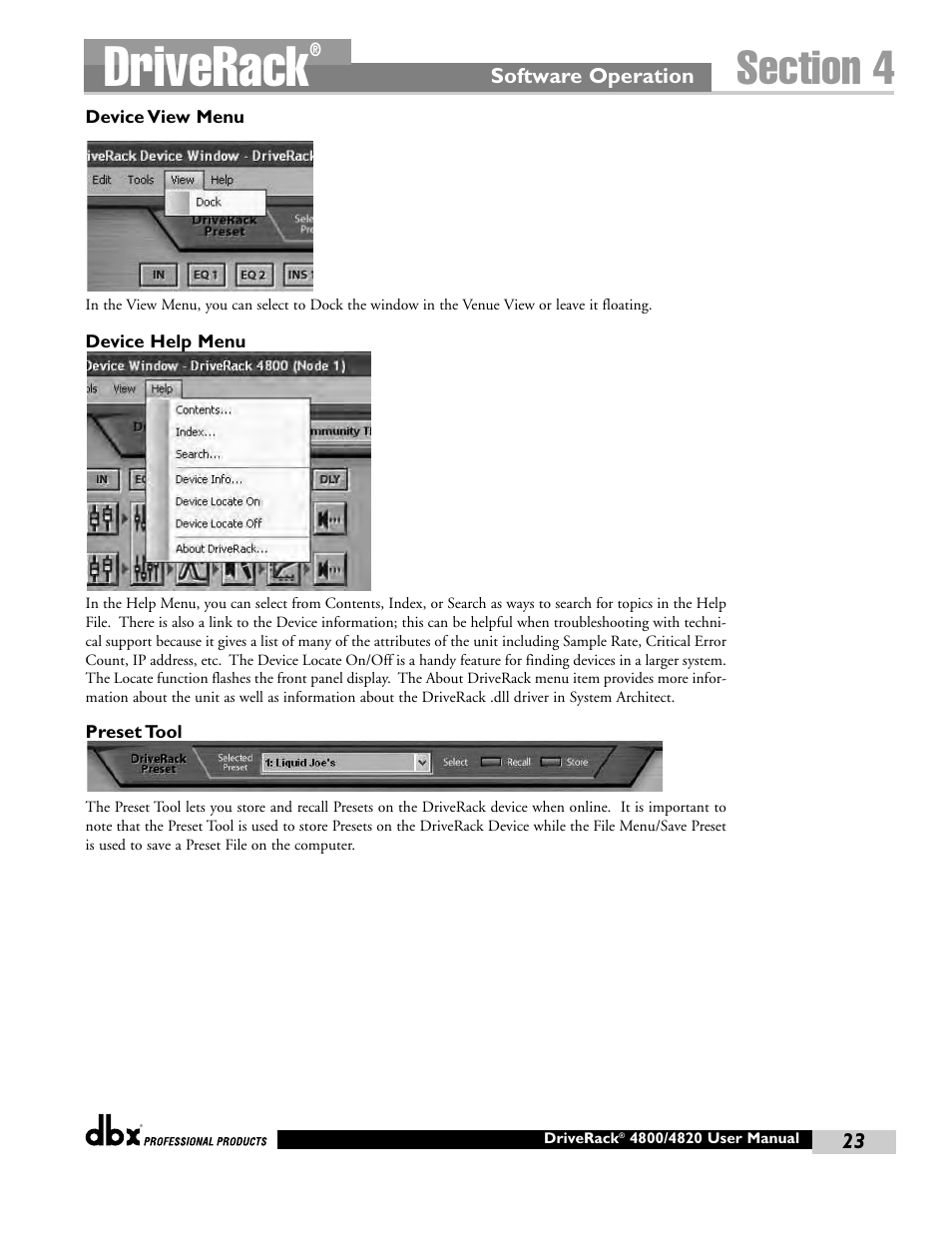 Driverack | dbx Pro 4800 User Manual | Page 33 / 96