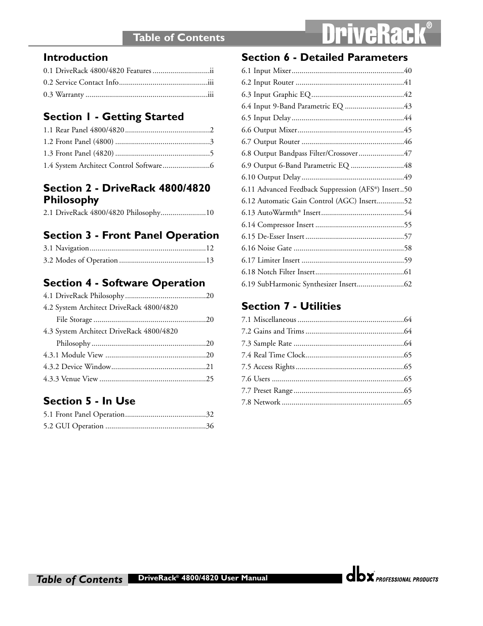 dbx Pro 4800 User Manual | Page 4 / 96