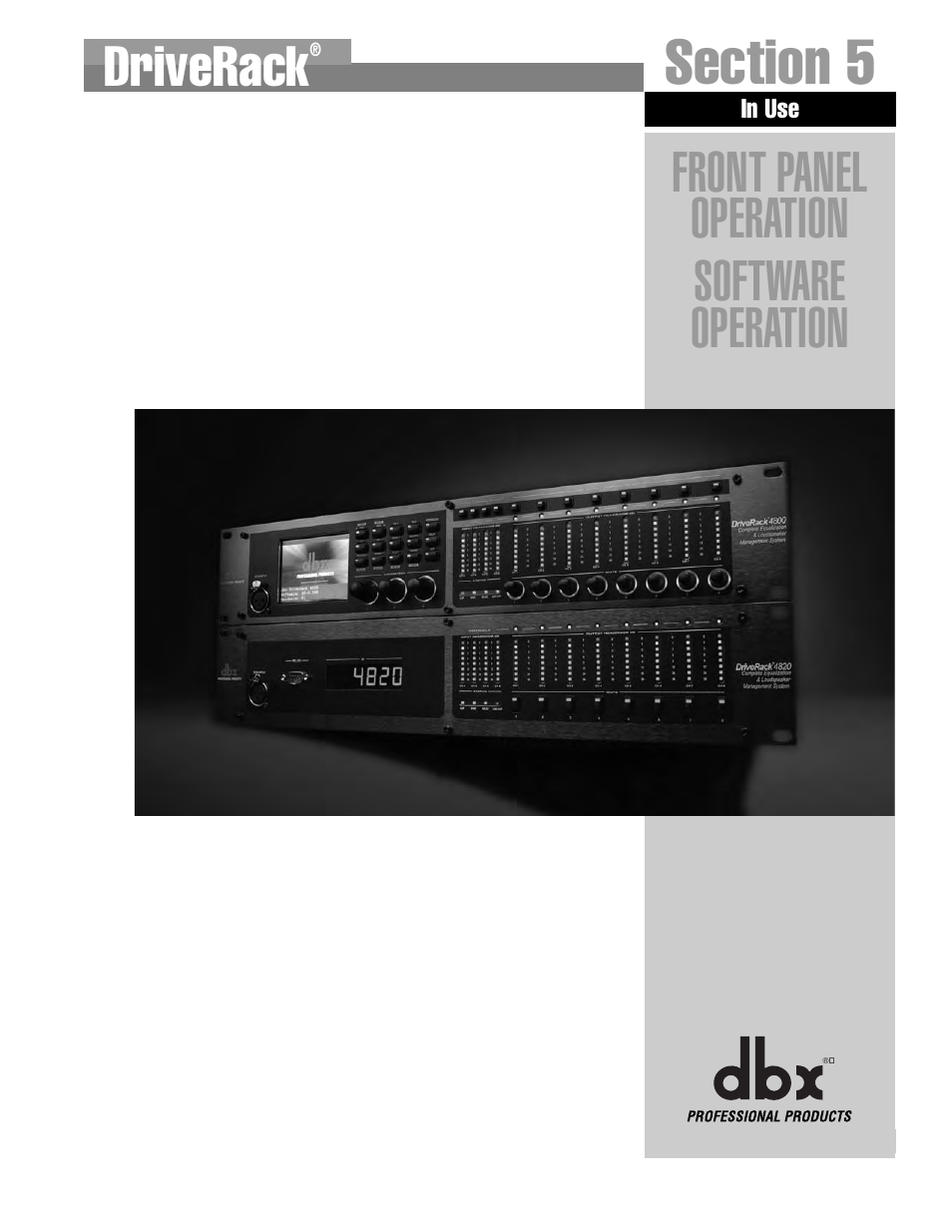 Front panel operation software operation, Driverack | dbx Pro 4800 User Manual | Page 41 / 96