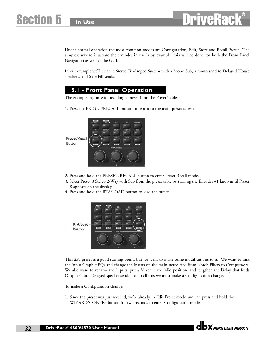 Driverack | dbx Pro 4800 User Manual | Page 42 / 96