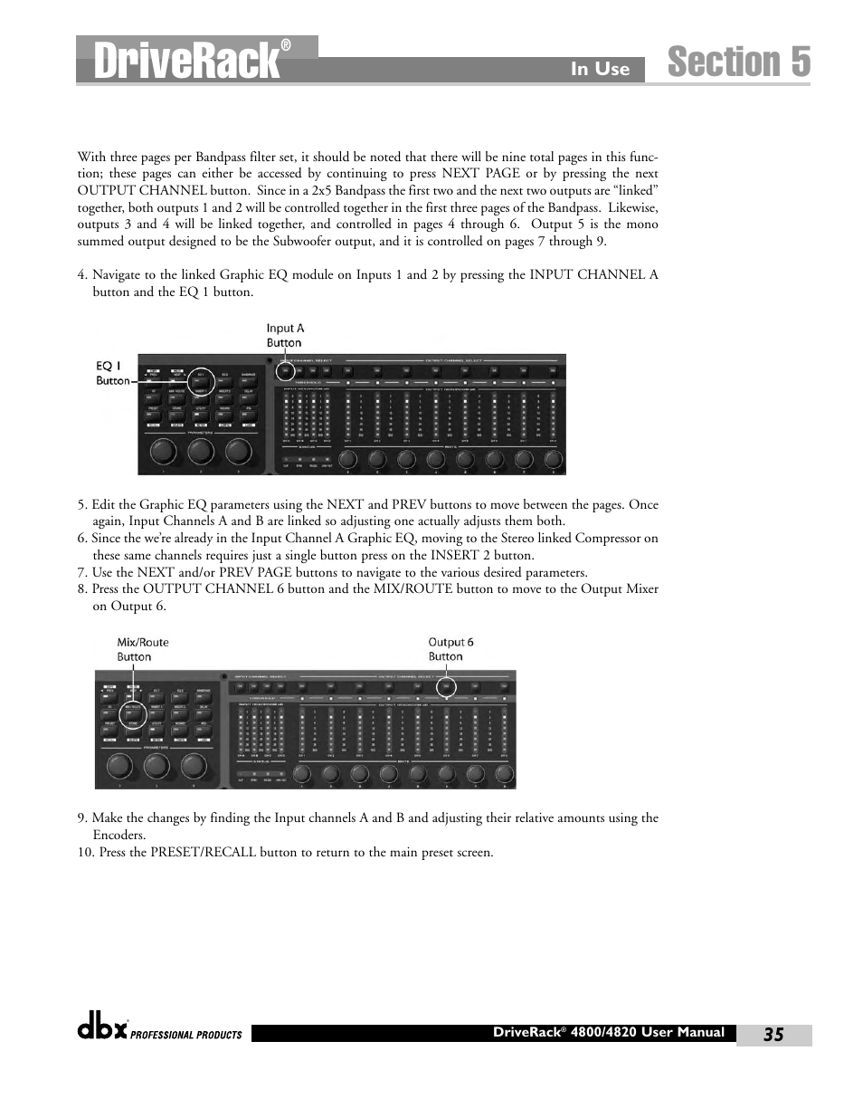 Driverack | dbx Pro 4800 User Manual | Page 45 / 96