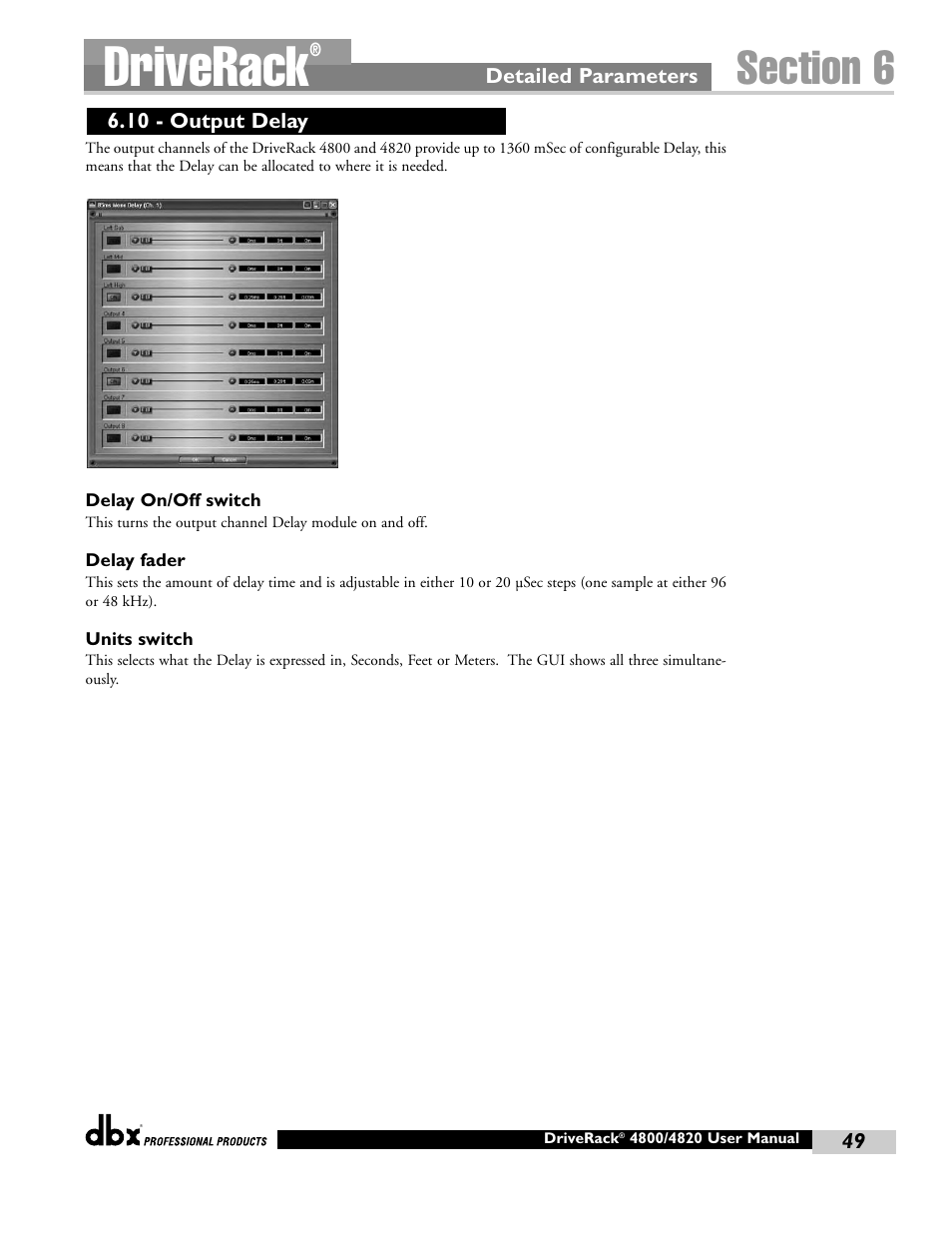 Driverack | dbx Pro 4800 User Manual | Page 59 / 96