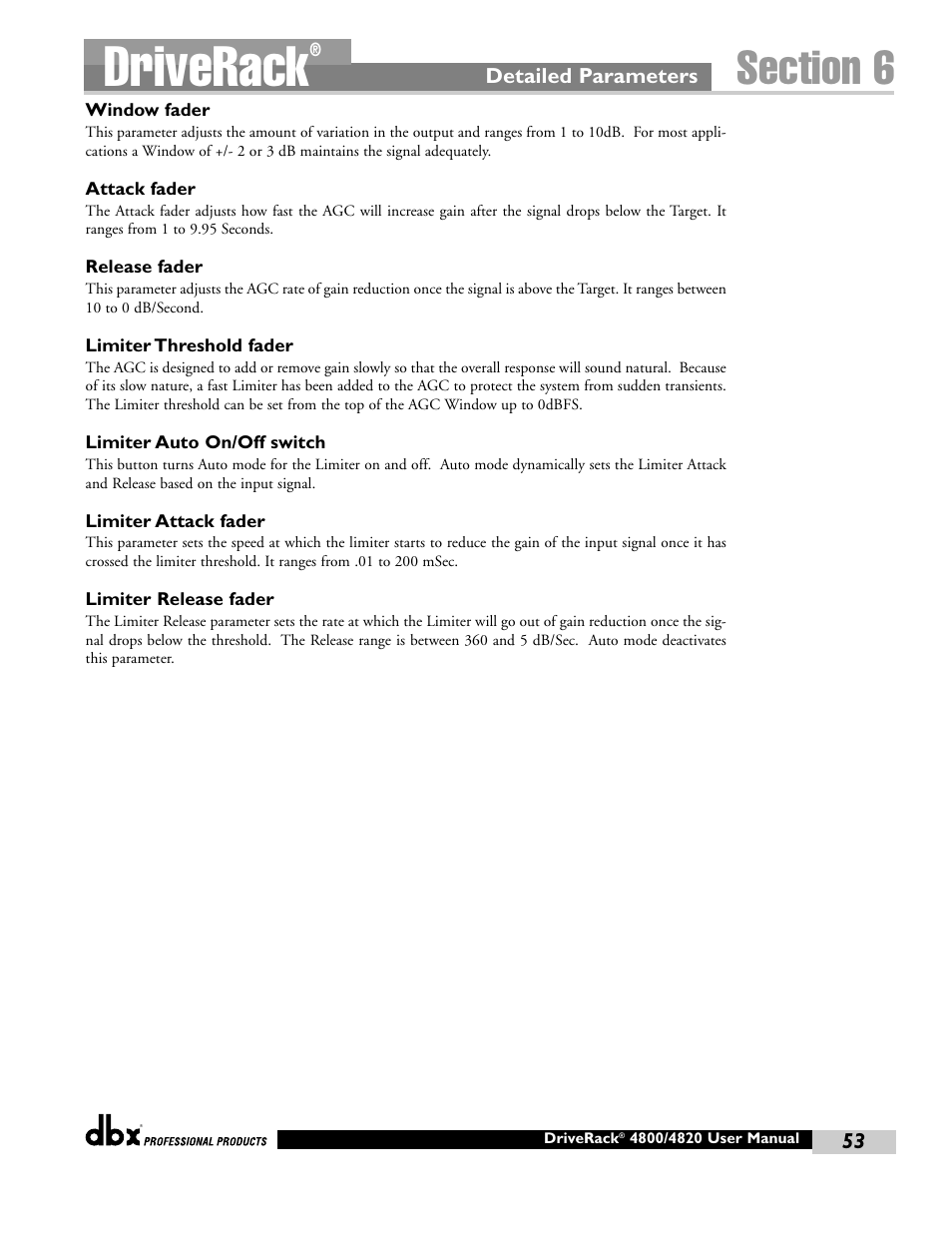 Driverack | dbx Pro 4800 User Manual | Page 63 / 96