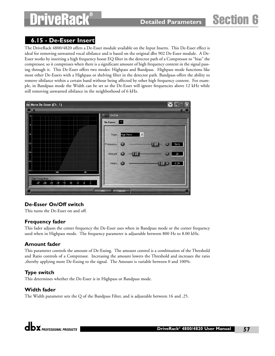 Driverack | dbx Pro 4800 User Manual | Page 67 / 96
