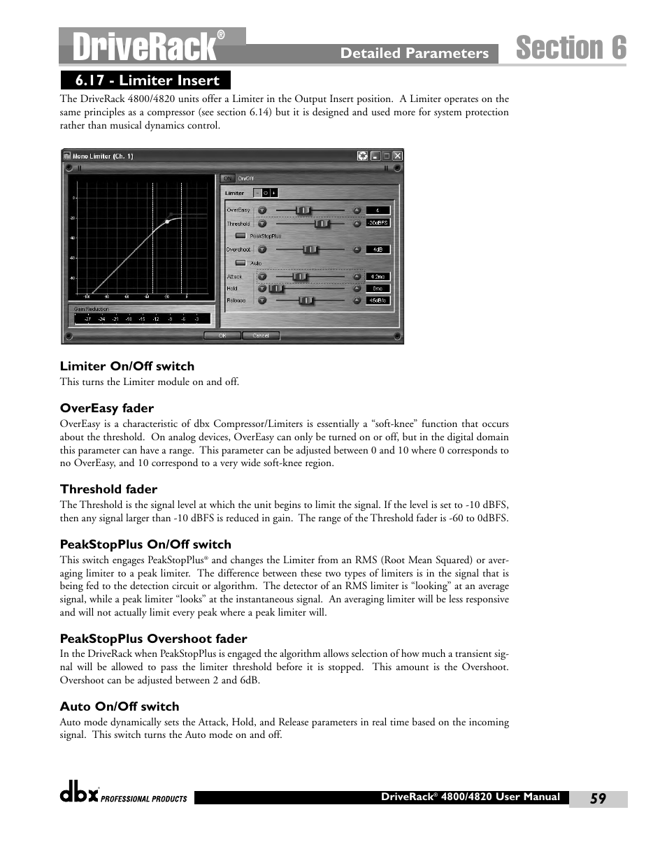 Driverack | dbx Pro 4800 User Manual | Page 69 / 96