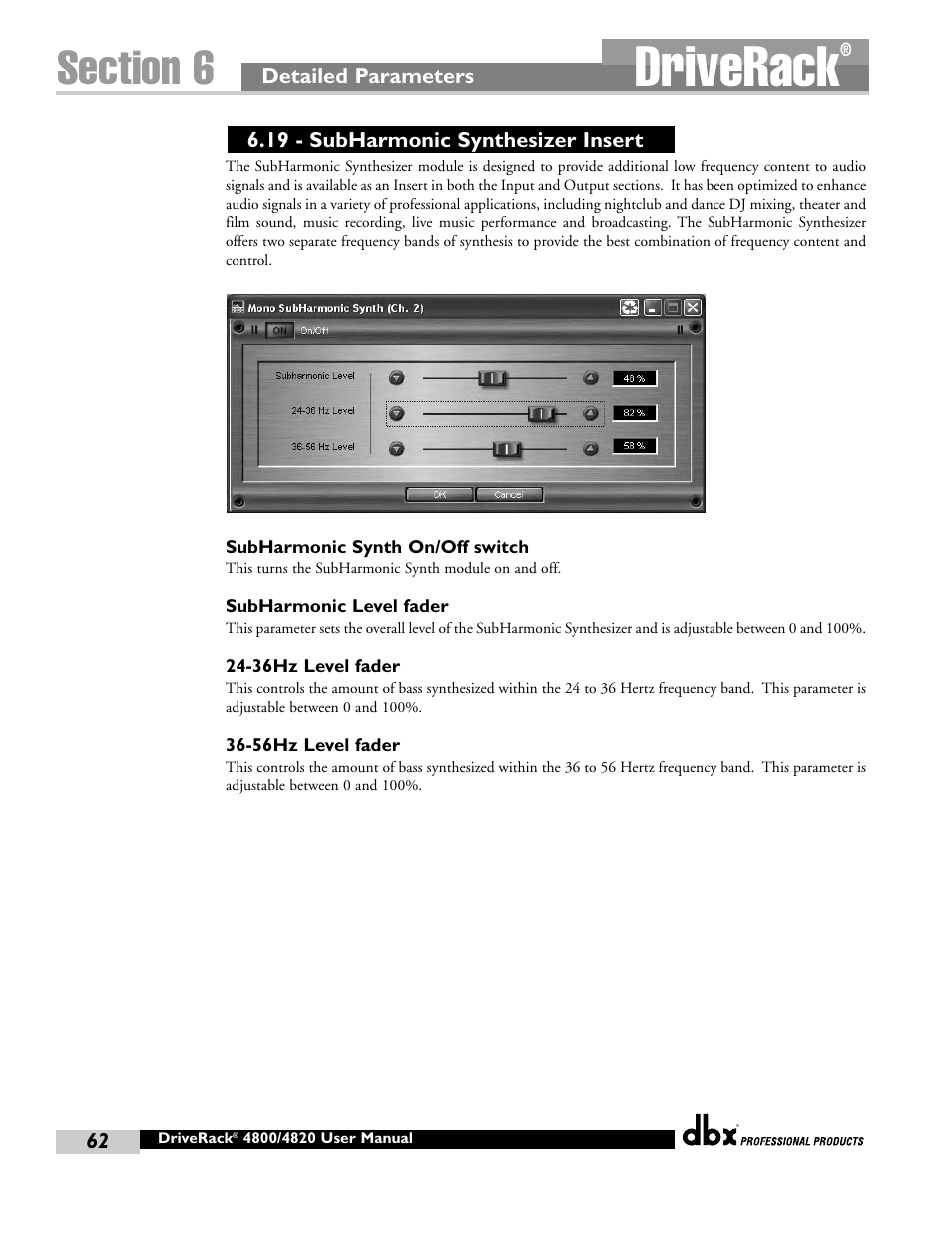 Driverack | dbx Pro 4800 User Manual | Page 72 / 96