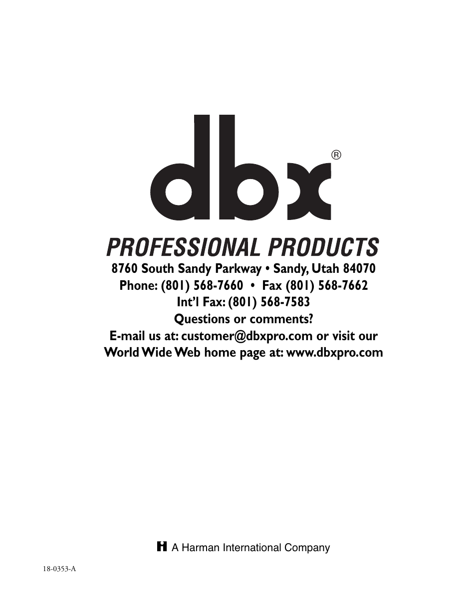 dbx Pro 4800 User Manual | Page 96 / 96