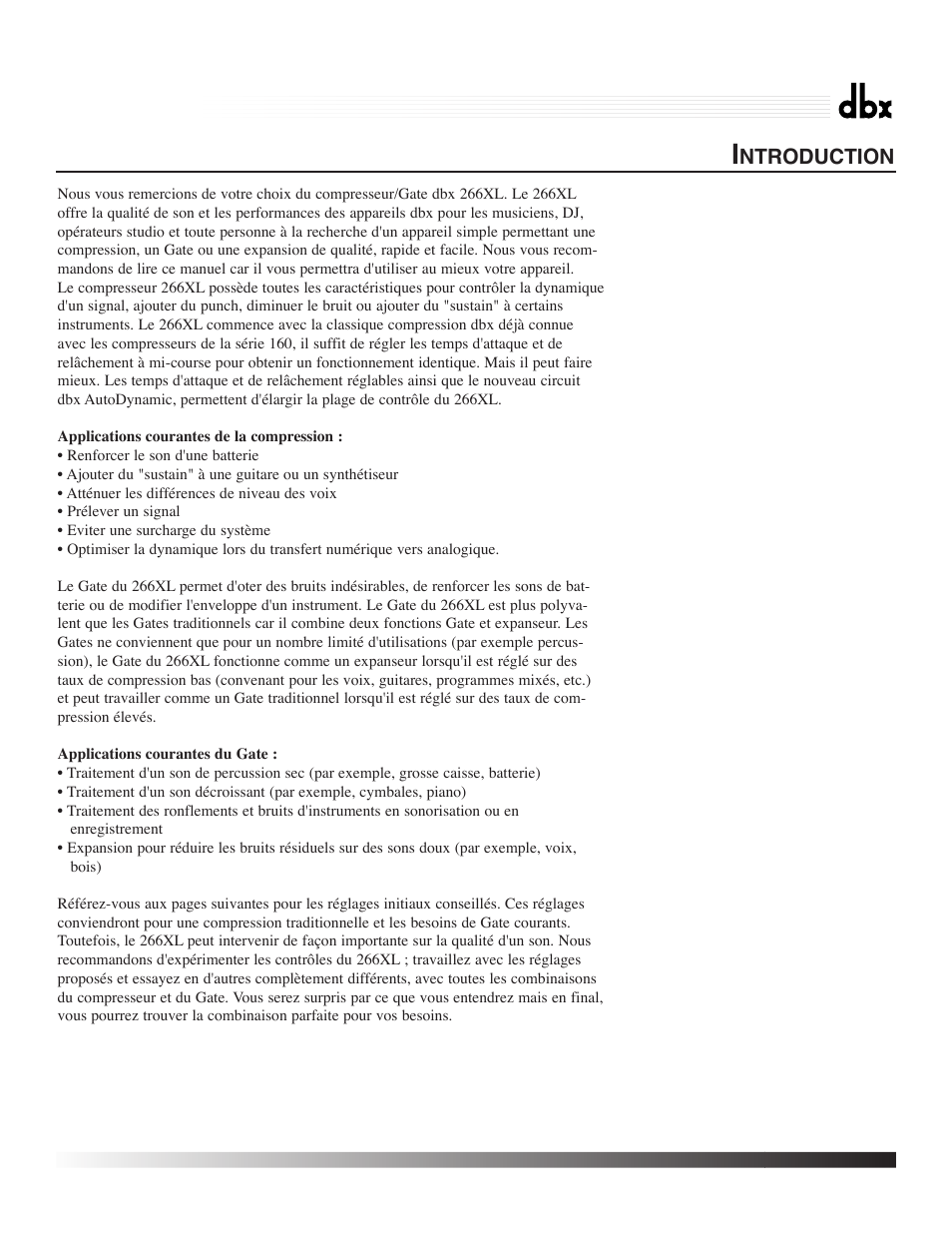 266xl, Compressor / gate | dbx Pro 266XL User Manual | Page 14 / 44
