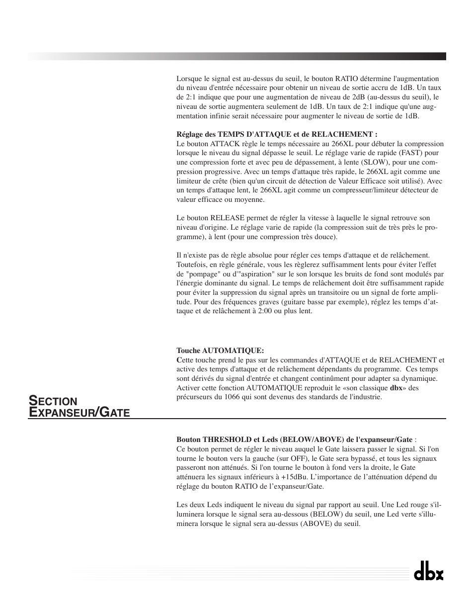 266xl, Compressor / gate | dbx Pro 266XL User Manual | Page 17 / 44