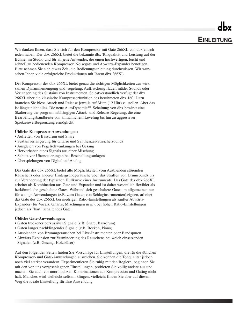 266xl, Compressor / gate | dbx Pro 266XL User Manual | Page 24 / 44