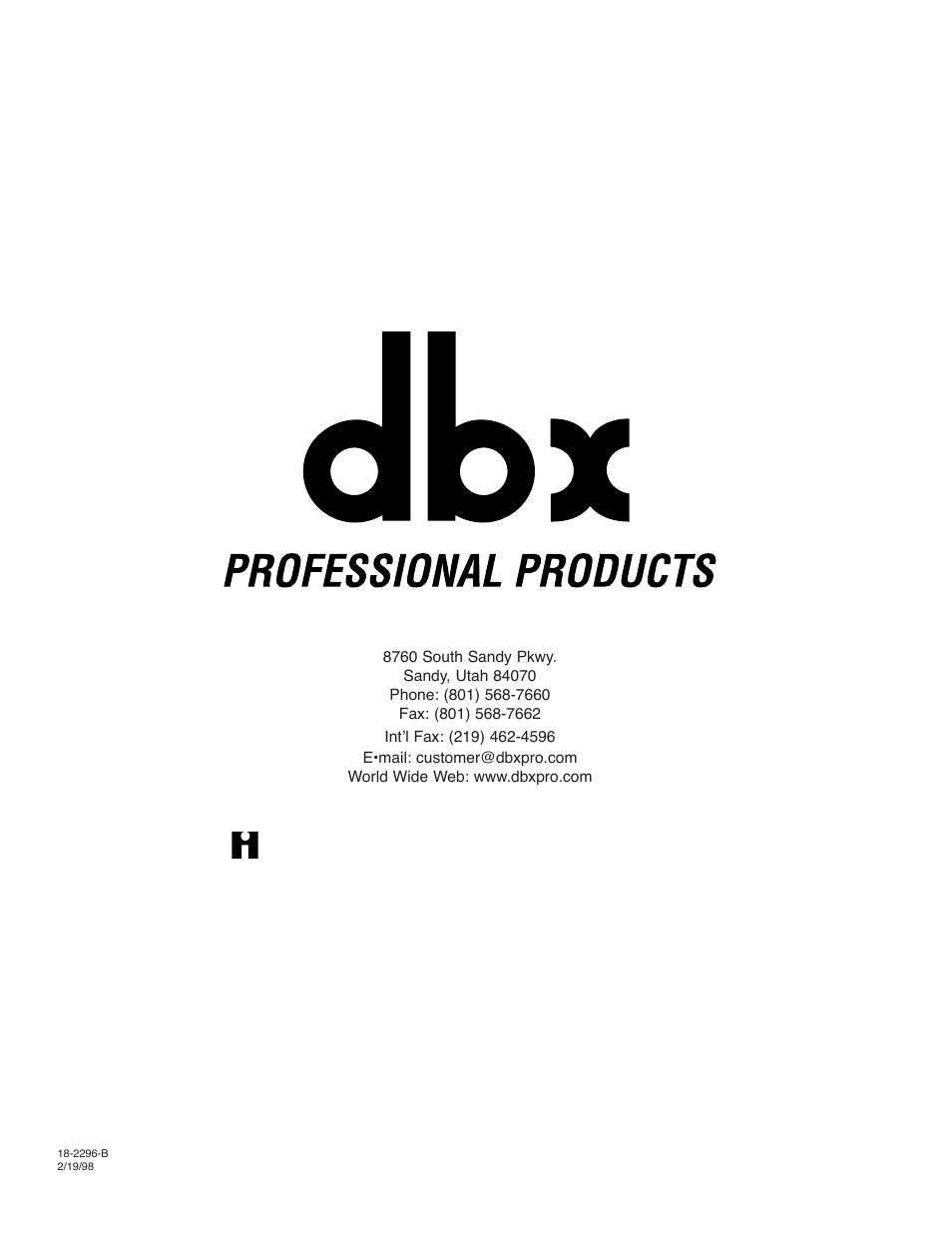 A harman international company | dbx Pro 266XL User Manual | Page 44 / 44