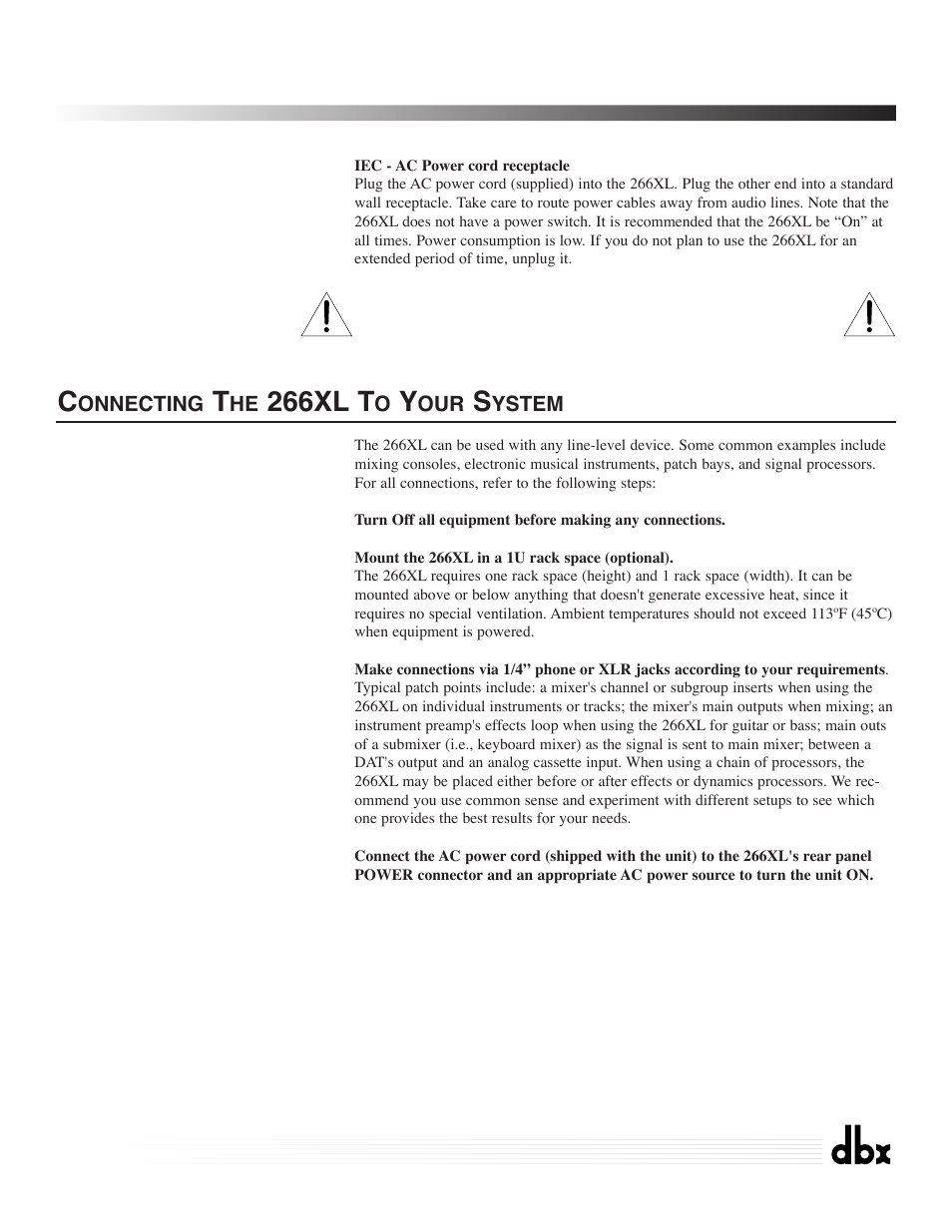 266xl, Compressor / gate, 266xl t | dbx Pro 266XL User Manual | Page 9 / 44