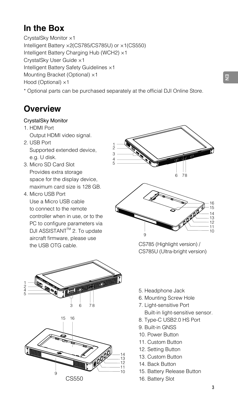 Overview | DJI CrystalSky 5.5" High-Brightness Monitor User Manual | Page 4 / 78