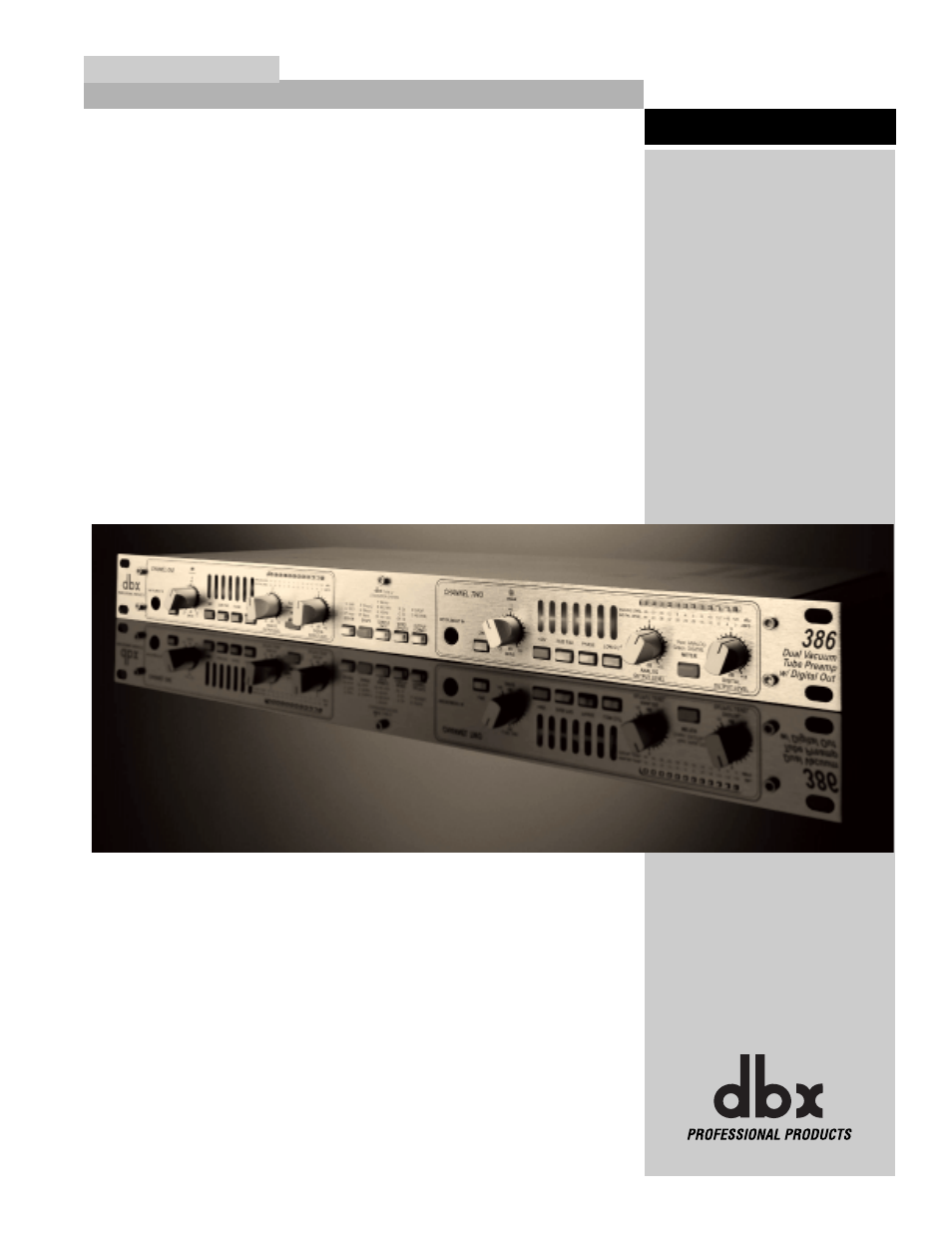 Intro | dbx Pro 386 User Manual | Page 5 / 35