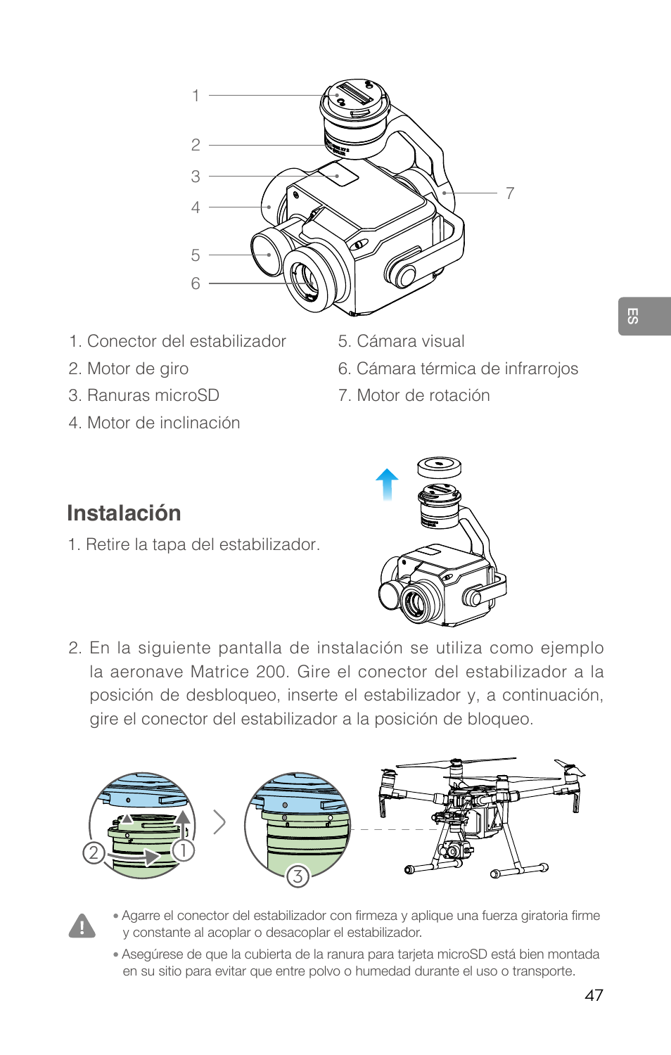 Instalación | DJI Zenmuse XT2 Dual 4K/Drone Thermal Camera (19mm, 9 Hz, 336 x 256) User Manual | Page 49 / 97