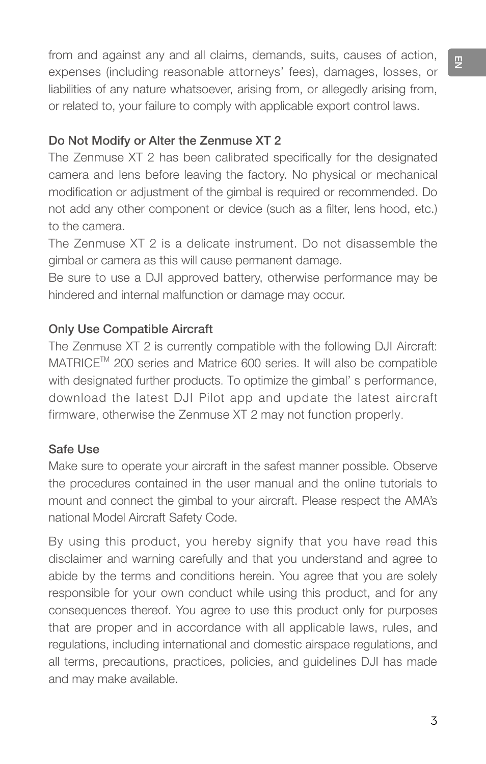 DJI Zenmuse XT2 Dual 4K/Drone Thermal Camera (19mm, 9 Hz, 336 x 256) User Manual | Page 5 / 97