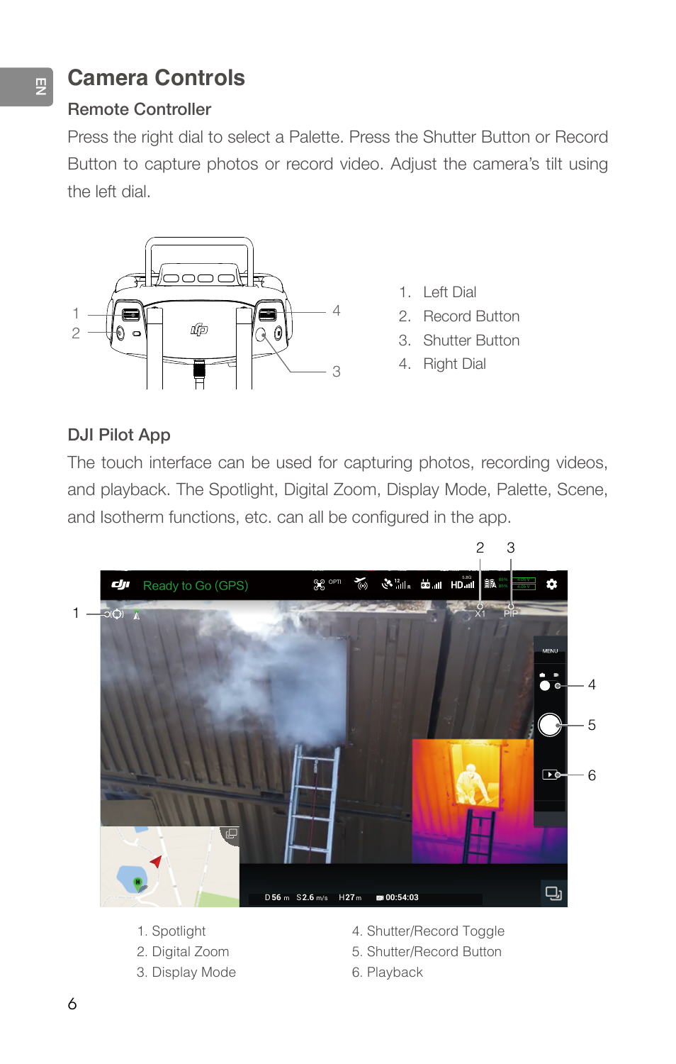 Camera controls | DJI Zenmuse XT2 Dual 4K/Drone Thermal Camera (19mm, 9 Hz, 336 x 256) User Manual | Page 8 / 97