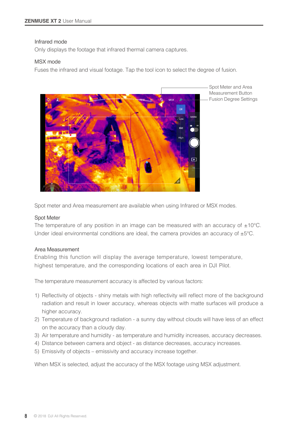 DJI Zenmuse XT2 Dual 4K/Drone Thermal Camera (19mm, 9 Hz, 336 x 256) User Manual | Page 8 / 18