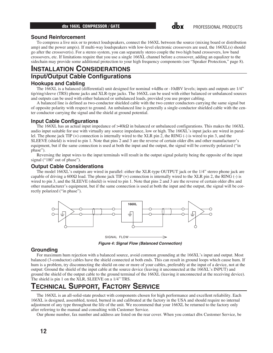 Input/output cable configurations | dbx Pro 166XL User Manual | Page 14 / 60