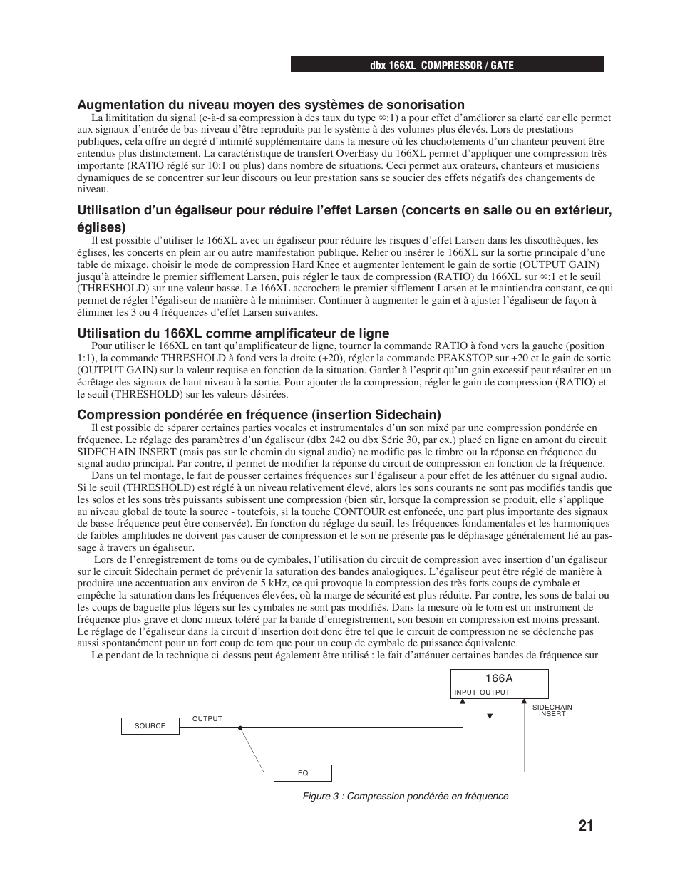 Utilisation du 166xl comme amplificateur de ligne | dbx Pro 166XL User Manual | Page 23 / 60