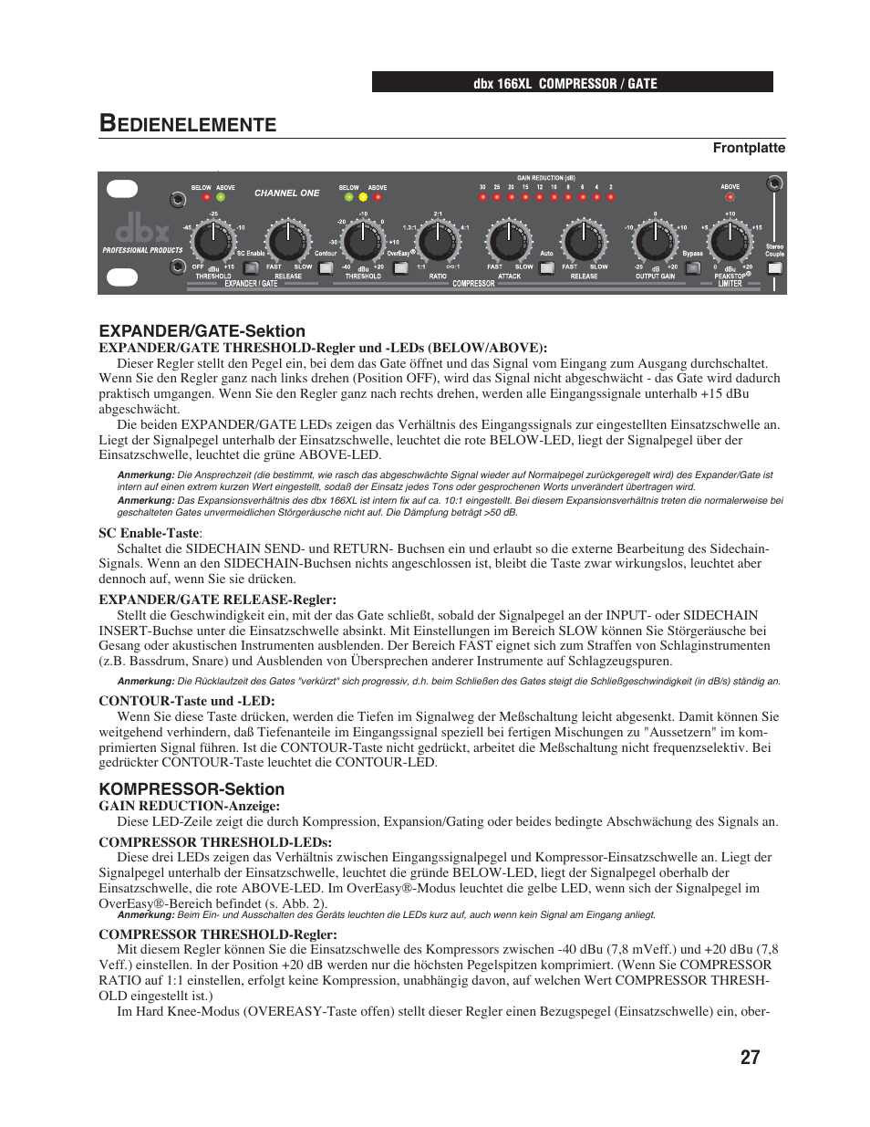 Edienelemente | dbx Pro 166XL User Manual | Page 29 / 60