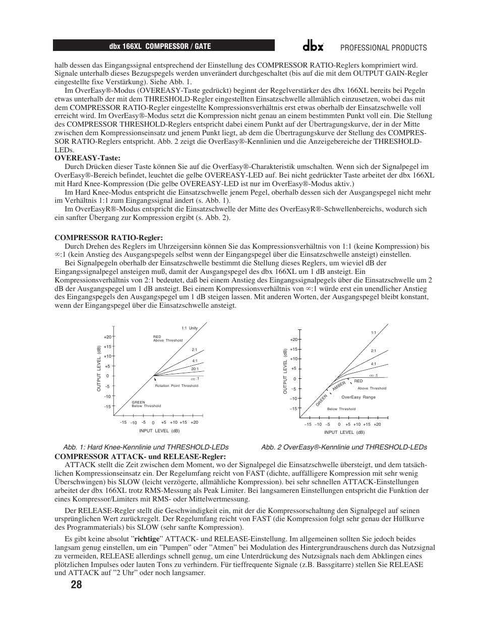 Professional products dbx 166xl compressor / gate | dbx Pro 166XL User Manual | Page 30 / 60