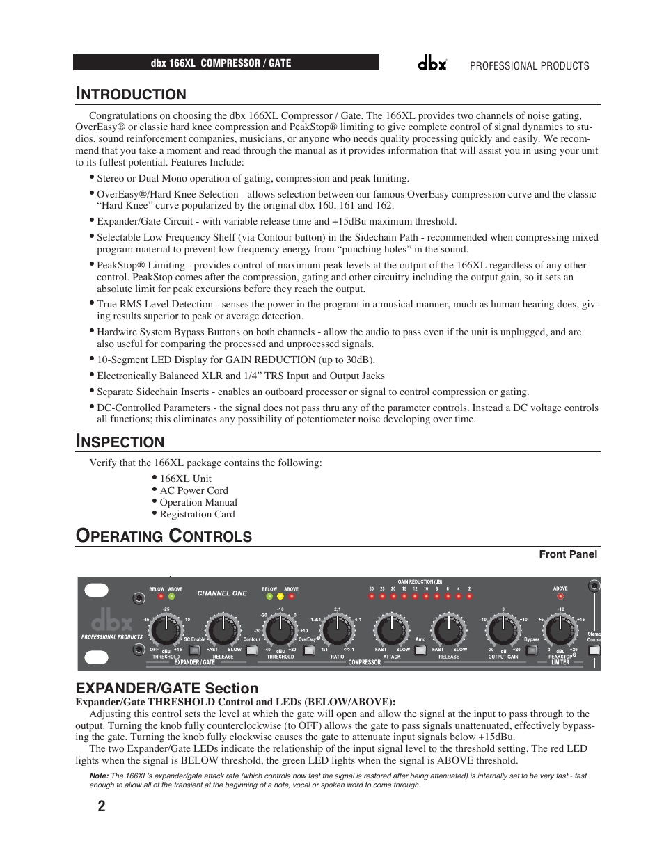 dbx Pro 166XL User Manual | Page 4 / 60