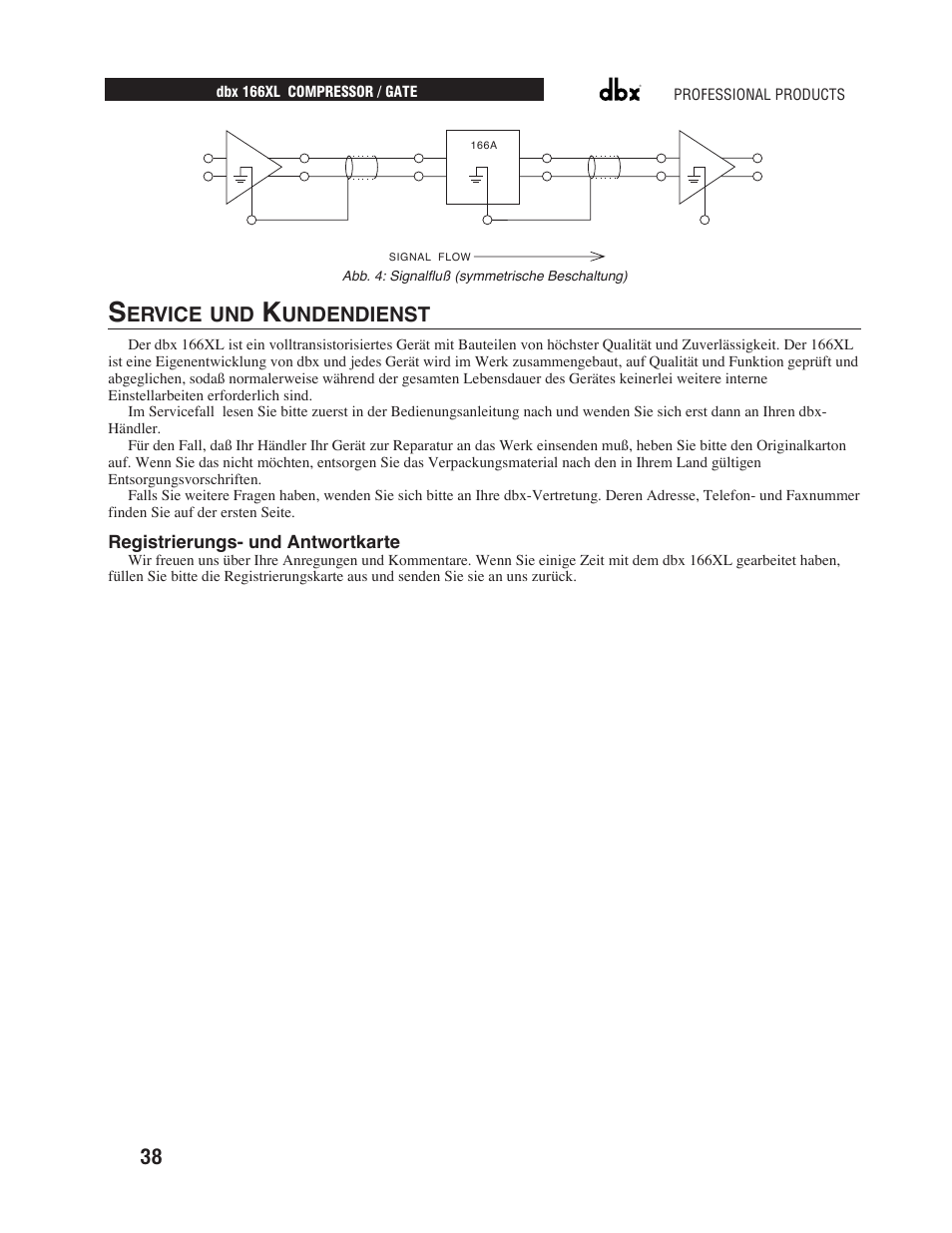 Ervice und, Undendienst | dbx Pro 166XL User Manual | Page 40 / 60