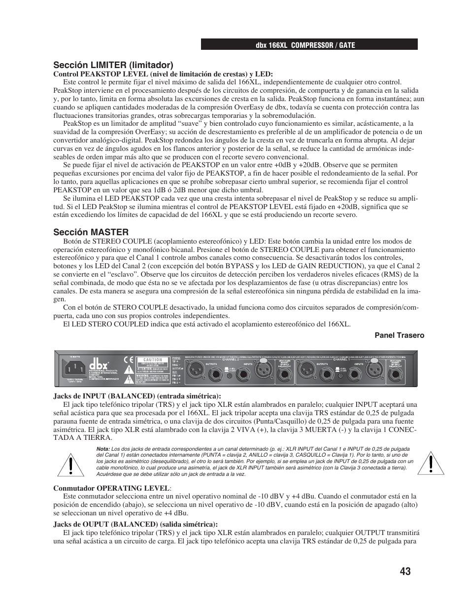 dbx Pro 166XL User Manual | Page 45 / 60