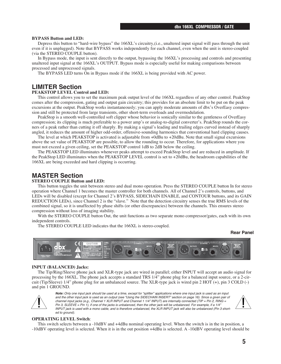 dbx Pro 166XL User Manual | Page 7 / 60