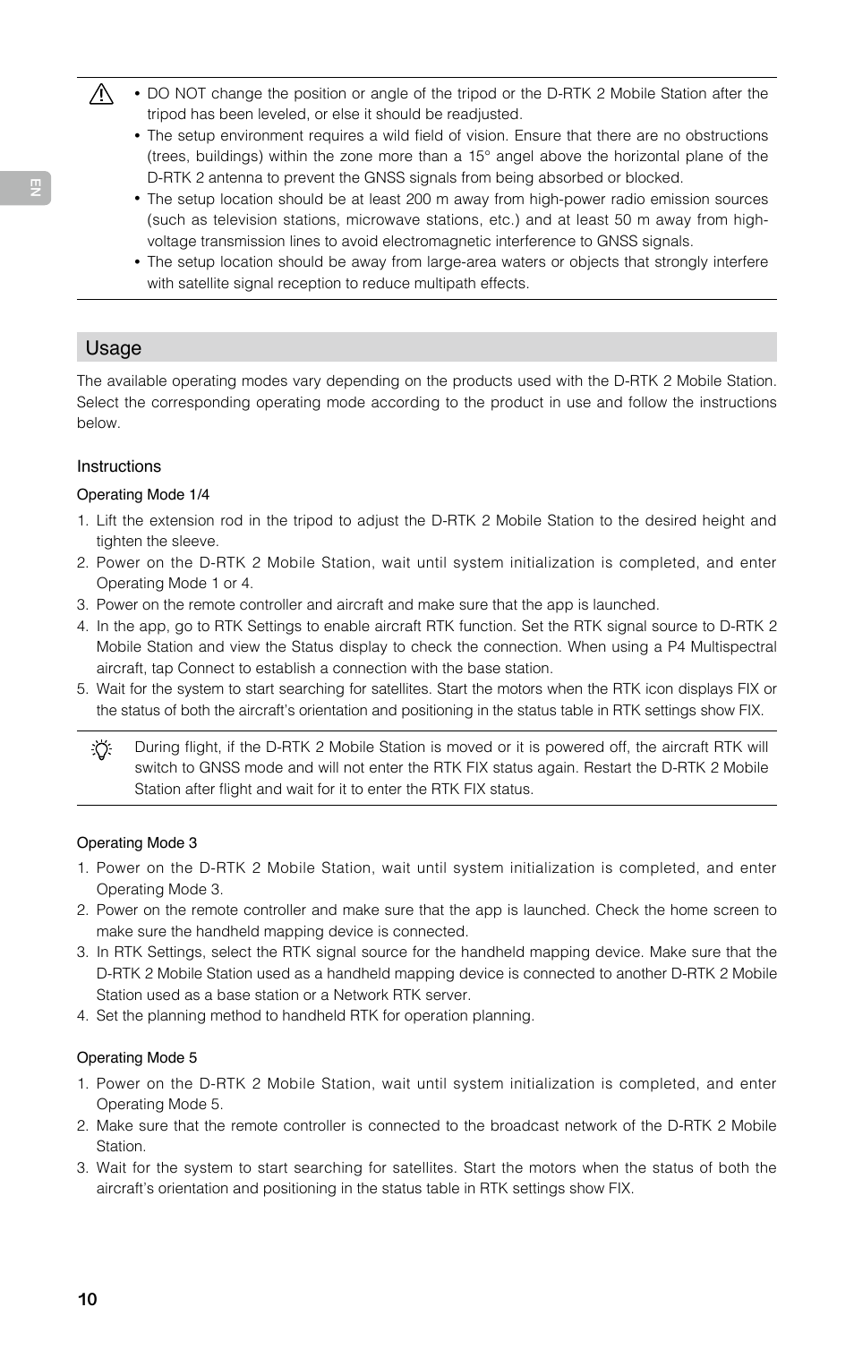 Usage | DJI D-RTK 2 High-Precision GNSS Mobile Station User Manual | Page 11 / 163